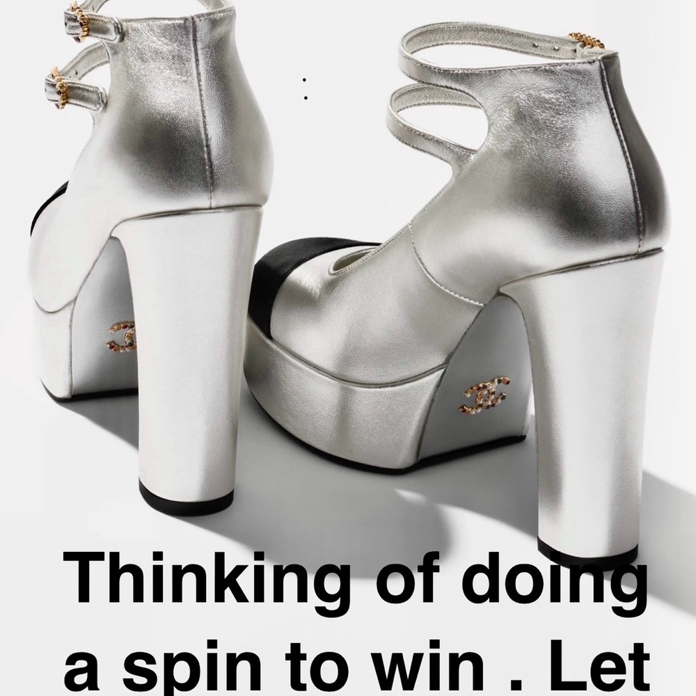 Silver Chunky Platform Heels with Ankle Strap